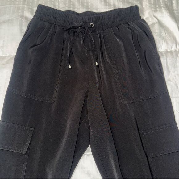 Michael kors new Black lightweight satin fabric Cargo Jogger Pants w pockets - Picture 12 of 12